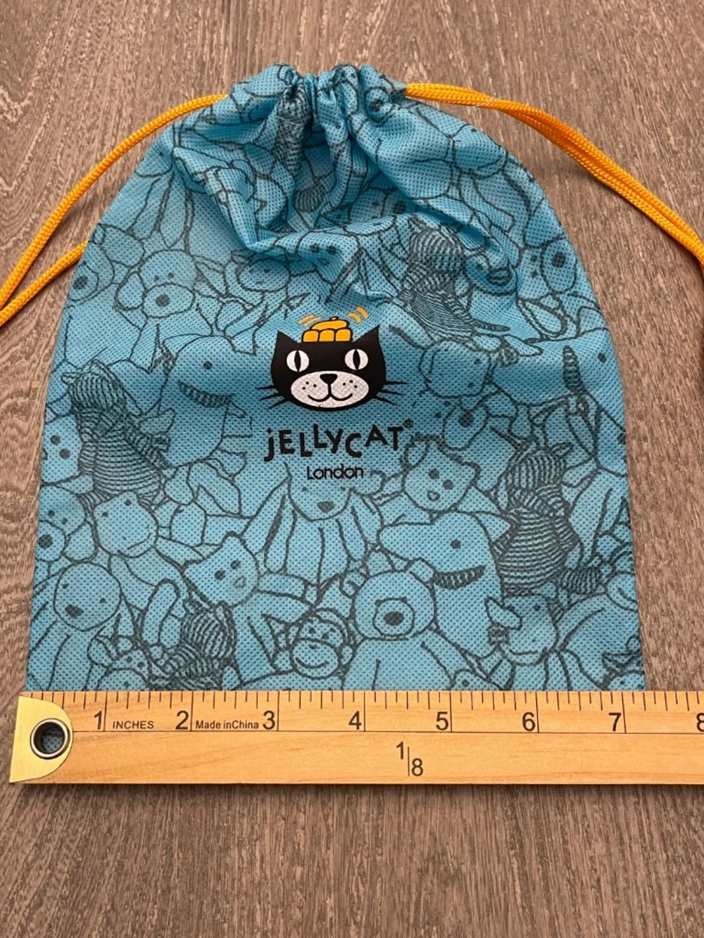 Jellycat London Drawstring Dust Bag Pouch Blue Plush Toy Storage 7.25